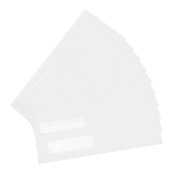 Uxcell 50 Pcs Double Window Envelopes, Business Security Seal Envelopes Tax Self Adhesive Envelope, Great for Check, Tax, Invoice, Documents (White, 4 1/8 Inch x 9 1/2 Inch)