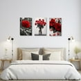 thumbnail image 5 of ZHONGYUTONG Red Rose Canvas Wall Art 3 Pieces Elegant Rose Flower Painting Prints Blooming Floral Picture Romantic Artwork Home Decor Framed (16.00" x 24.00" x 3PCS), 5 of 6
