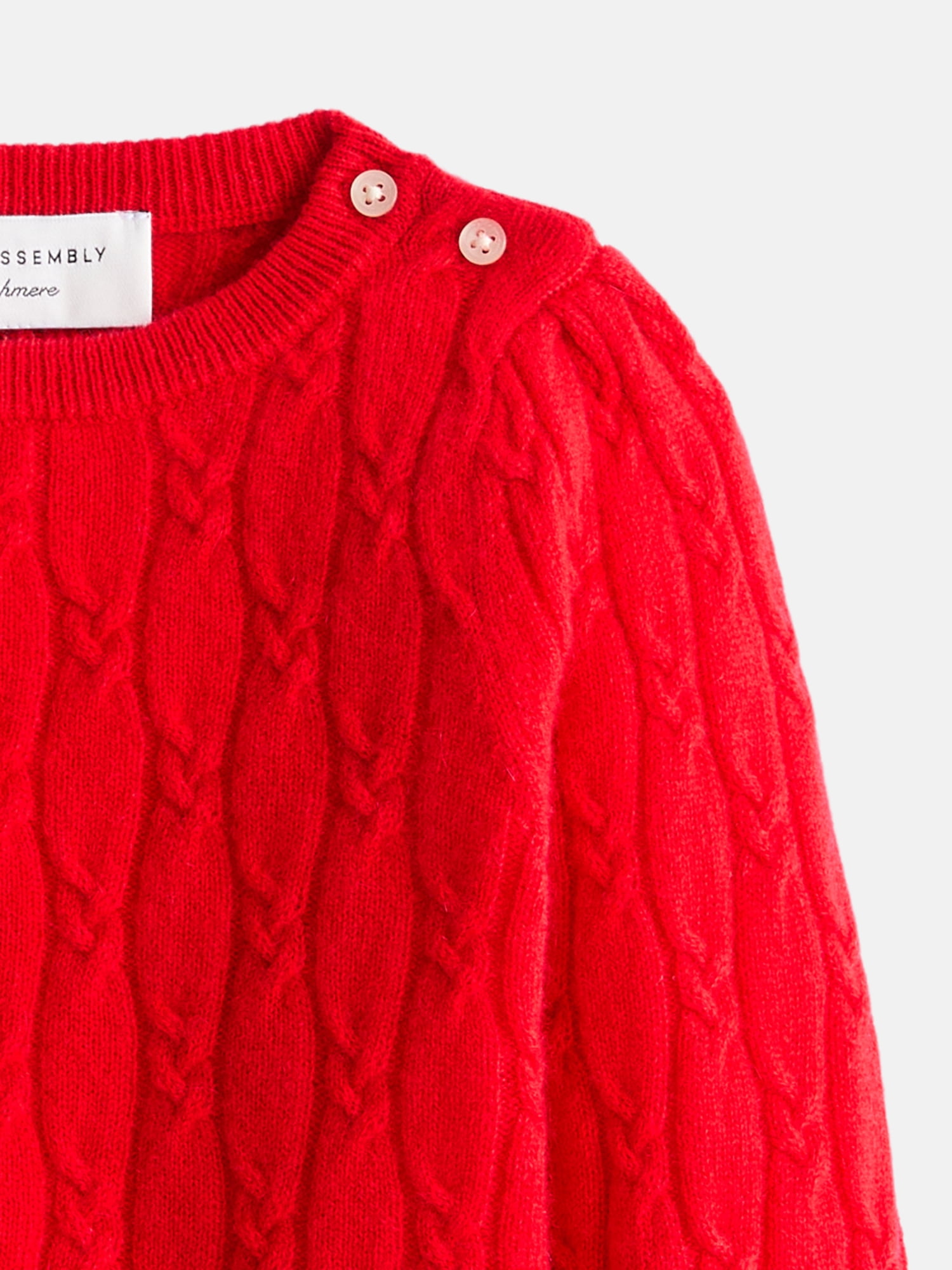 Free Assembly Baby Girls' Cashmere Cable Knit Sweater with Puff Sleeves, Sizes 6/9M-18M