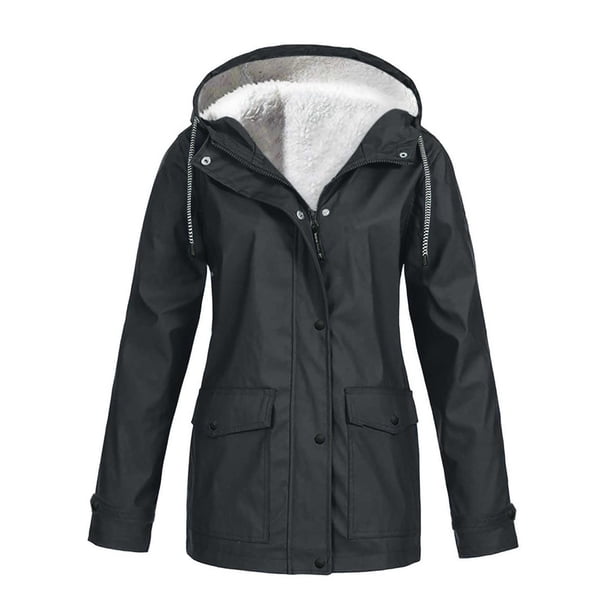 Chaqueta con capucha a prueba de viento para mujer, impermeable, para nieve, esquí, con capucha, prendas de vestir para exteriores, correr, senderismo , Gris oscuro S Yinane Rompevientos