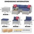 thumbnail image 5 of Homhougo 5 Pieces Patio Furniture Set, Rattan Outdoor Patio Furniture Sofa Set with Anti-Slip Cushions, All-Weather Wicker Sectional Sofa with Glass Coffee Table and Ottoman for Balcony, Garden,Grey, 5 of 7