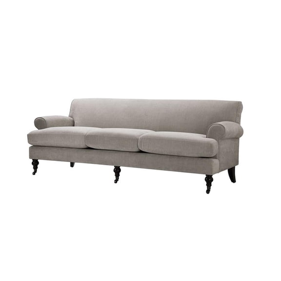 Maklaine Contemporary Hardwood Sofa with Metal Casters in Silver Grey