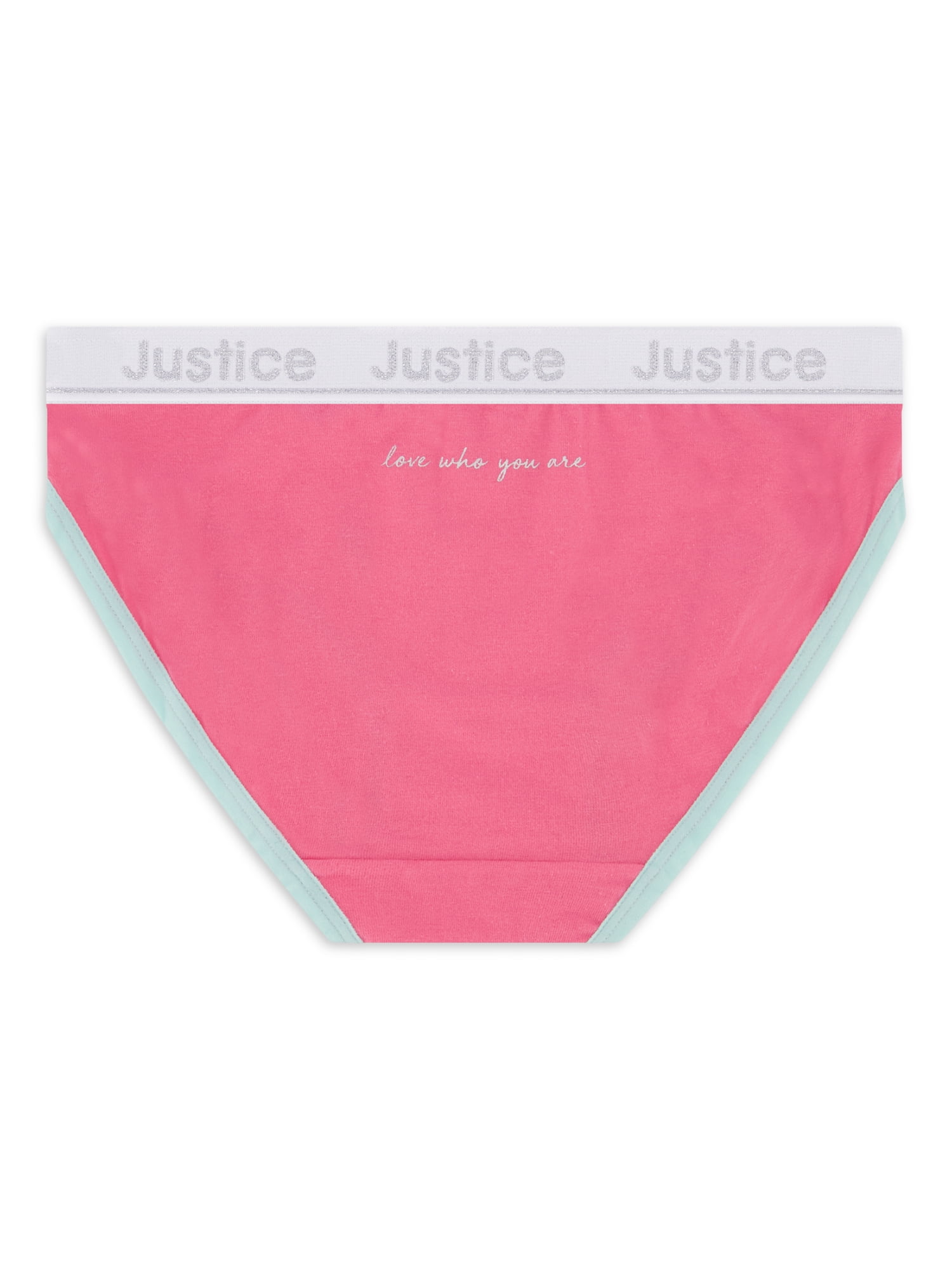 Justice Girls Oh So Soft Cotton Stretch Logo Elastic 5 Pack Hipster
