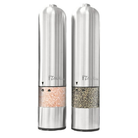 iTouchless Battery Powered Automatic Stainless Steel Pepper Mill and Salt (Best Salt Pepper Grinder)