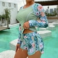 thumbnail image 5 of Women Swimsuit Print Bikini Set Long Sleeve Swimwear Summer Shorts Beach Female, 5 of 8