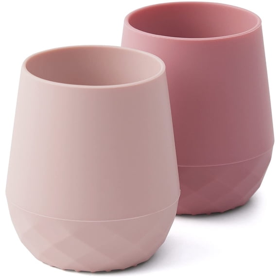 Silicone Baby Cups for 6-12 Months Infants - Tiny Open Cups - Training Cups for Baby Led Weaning - Set of 2 Drinking Cups