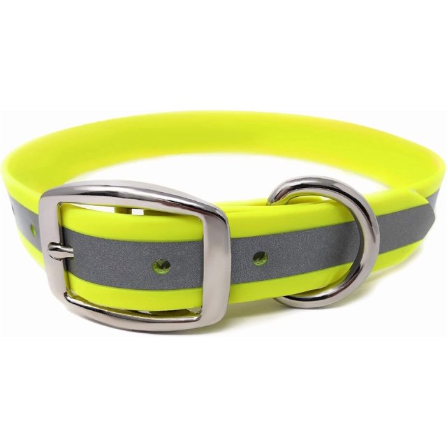 Heavy Duty Reflective Dog Collar \u Adjustable and with Durable Metal Buckle and Rings Odor chew Dog Collar for Small Medium and Large Dogs (Large Pink)