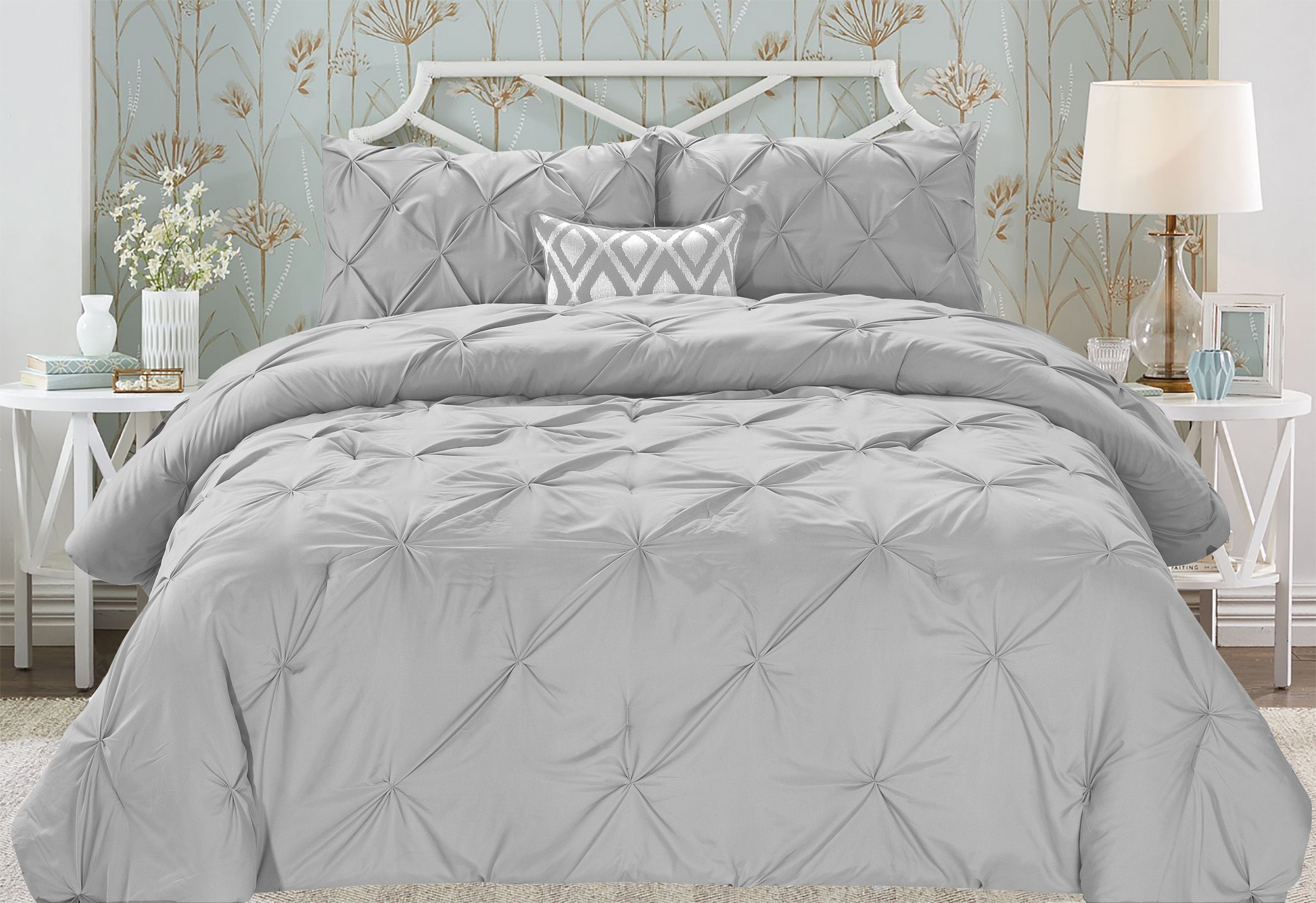 Unique Home Comforter 2 Piece Pinch Pleat Modern Clearance Comforter Set Fade Resistant, Wrinkle