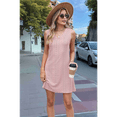thumbnail image 7 of Ladies Solid Color Sleeveless V-Neck Pocket Dress Pink L, 7 of 7