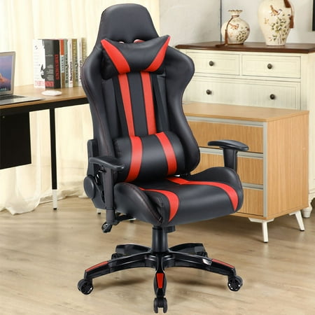 Costway Executive Racing Style High Back Reclining Chair Gaming Chair Office Computer Black Red