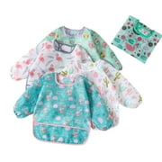 HaimoBurg Long Sleeve Waterproof Baby Bibs, Toddler Soft Bib, 5 Pack