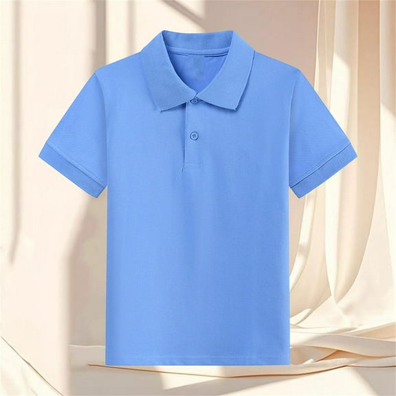 hengsof Kids Short Sleeve Collar T-Shirt for Boys and Girls, Soft Cotton Style Tee, Comfortable Casual and School Top for Children Ages 7 to 13 Years