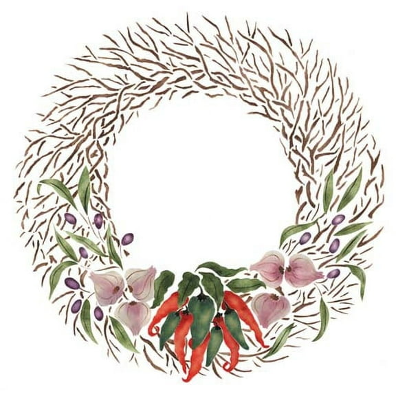 Mexican Twig Wreath Wall Stencil 2795 by Designer Stencils