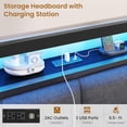thumbnail image 4 of Floating Bed Frame Twin Size with LED Lights and Charging Station, Twin Platform Bed Frame with Headboard, Rustic Upholstered Beds for Bedroom, No Box Spring Needed, Gray, 4 of 9