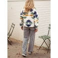 thumbnail image 5 of Jackets for Women Fuzzy Fleece Zip Up Jacket Fall Winter Oversized Long Sleeve Floral Print Casual Warm Coats Green M, 5 of 9