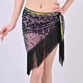 thumbnail image 2 of Xfvqtps Woman Sequin Dance Skirt Tassel Triangular Belt Belly Dancing Waist Towel Waist Chain Hip Towel Performance Skirt Purple, 2 of 7
