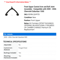 thumbnail image 2 of Front Upper Control Arm and Ball Joint Assembly - Compatible with 2000 - 2006 Chevy Suburban 1500 2001 2002 2003 2004 2005, 2 of 2