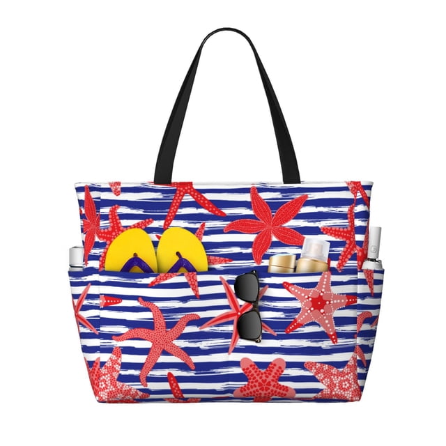 Easygdp Sea Stars Bolsa de Viaje de Playa de Gran Capacidad, Bolsa Tote Perfecta para la Playa, Escapadas de Fin de Semana y Viajes