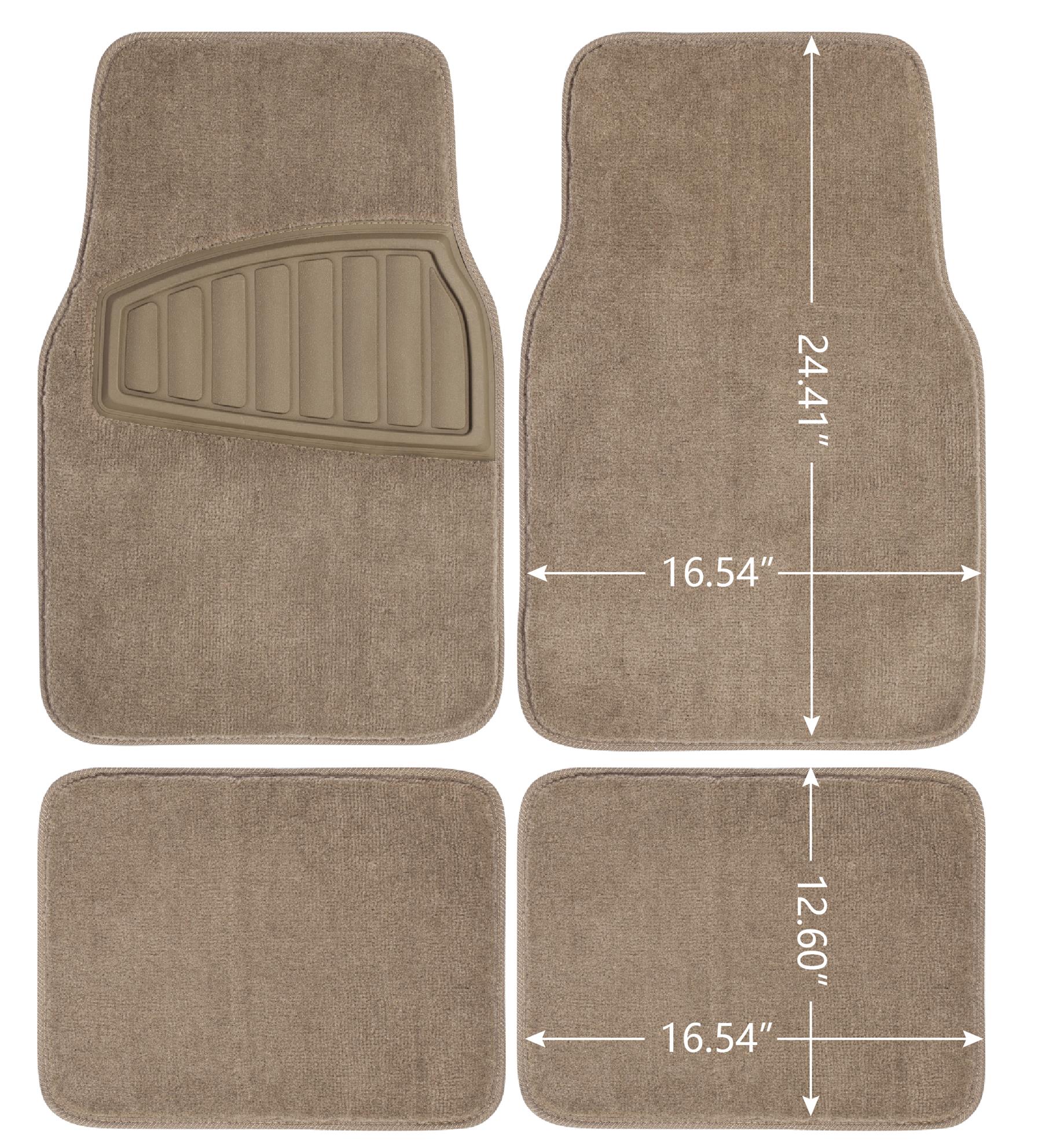 Auto Drive 4-Piece Carpet Car Floor Mats, Tan photo 4