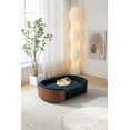 thumbnail image 3 of Scandinavian Elevated Dog Bed Pet Sofa With Solid Wood Legs Walnut Bent Wood Back and Cashmere Cushion for Large Dogs, 3 of 9
