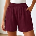 thumbnail image 2 of Tisuna Shorts For Women High Waisted Straight Leg Shorts Loose Fit Breathable Ladies Everyday Wear Shorts Wine Size Xxl, 2 of 5