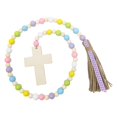thumbnail image 1 of Guirnalda de cuentas de madera, decoraciones de Pascua, adornos de cruz de Jesús con borlas para 96cm, 1 of 9