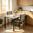 thumbnail image 4 of LinkRomat Dining Table Set for 2, Small Kitchen Table with Upholstered Chairs, Industrial Dining Set for Apartment Breakfast Nook, Gray, 4 of 9