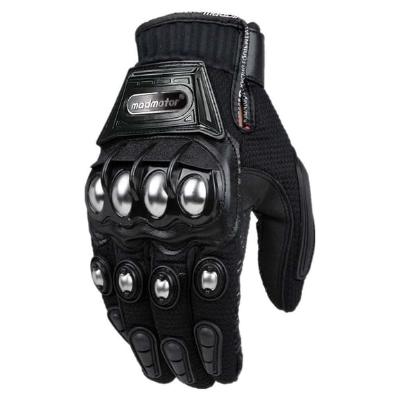 Alloy Steel Touchscreen Bicycle Motorcycle Motorbike Powersports Racing Glove Black, L, 1 Pair