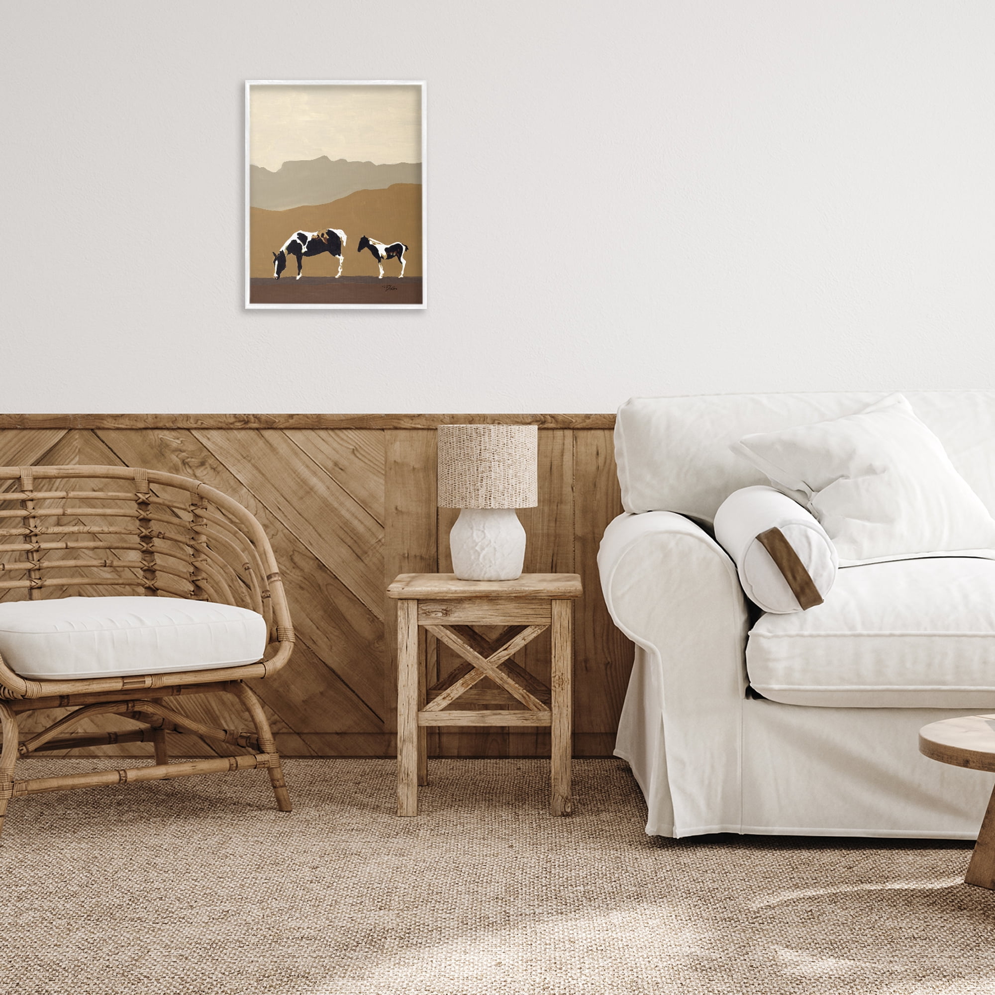 Stupell Industries Modern Mountains Horses White Framed Giclee Art, design by Patricia Pinto