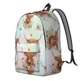 thumbnail image 2 of Highland Cow and Flower Print Backpack for School, Cute School Bag with Adjustable Shoulder Straps and Padded Back, 15.7"x11.8"x5.5", 2 of 5