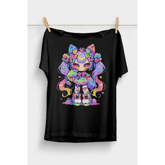 Kawaii Chibi Girl T-Shirt | Decora Kei Clothing | Kawaii Shirt | Harajuku Streetwear Japan Aesthetic | Japanese Anime
