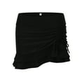 thumbnail image 4 of PEASKJP Women's Swim Skirt High Cut Ruched Swim Skirts Swimsuits Bottoms Black S, 4 of 5