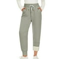 thumbnail image 2 of Ashirexll Sweatpants Women, Casual Pants for Women, Winter Warm Fleece Pants Solid Color High Waist Elastic Waist Drawstring Pockets Long Pants, 2 of 3