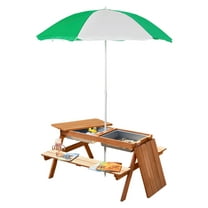 Picnic Table with Umbrella and Storage Inside, Sand and Water Table, Outdoor Furniture, Wooden Backyard Furniture for Garden, Patio, or Balcony