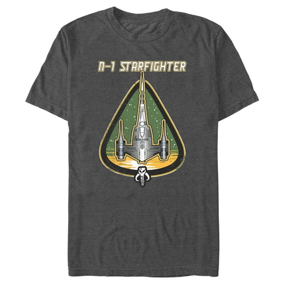 Men's Star Wars: The Mandalorian N-1 Starfighter Logo Graphic Tee Charcoal Heather Large