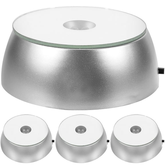 OUNONA 4pcs LED Light Base Multicolor Display Stand Cup Show Plate Glass Display Holder Tumbler Turner for Glass Bottle Cup Figurine Decoration