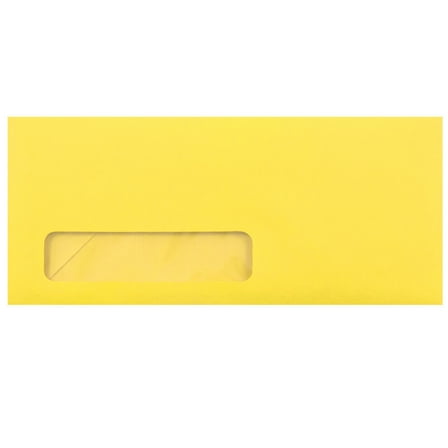 JAM Paper No. 10 Window Envelopes, 4 1/8 x 9 1/2, Yellow, 250/Pack