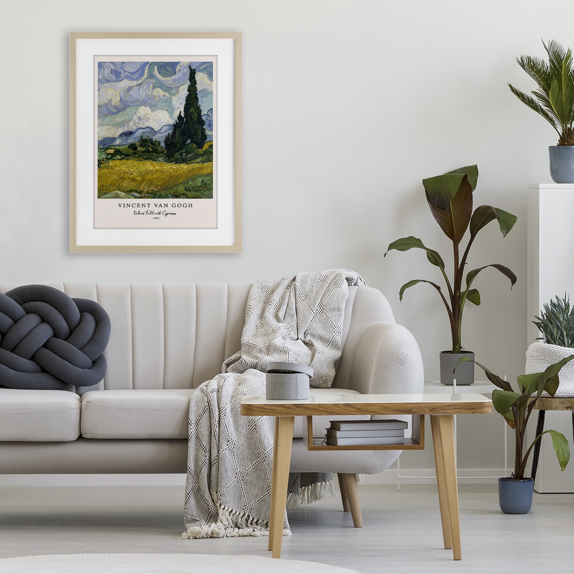 Stupell Industries Classic Wheat Fields with Cypresses Birch Framed Print Under Glass, design by Vintage Hustle