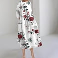 thumbnail image 5 of SCSAlgin Womens Plus Size Floral Print Dress Casual Long Sleeve Empire Waist Dresses Loose Swing Midi Dress with Pockets, 5 of 6