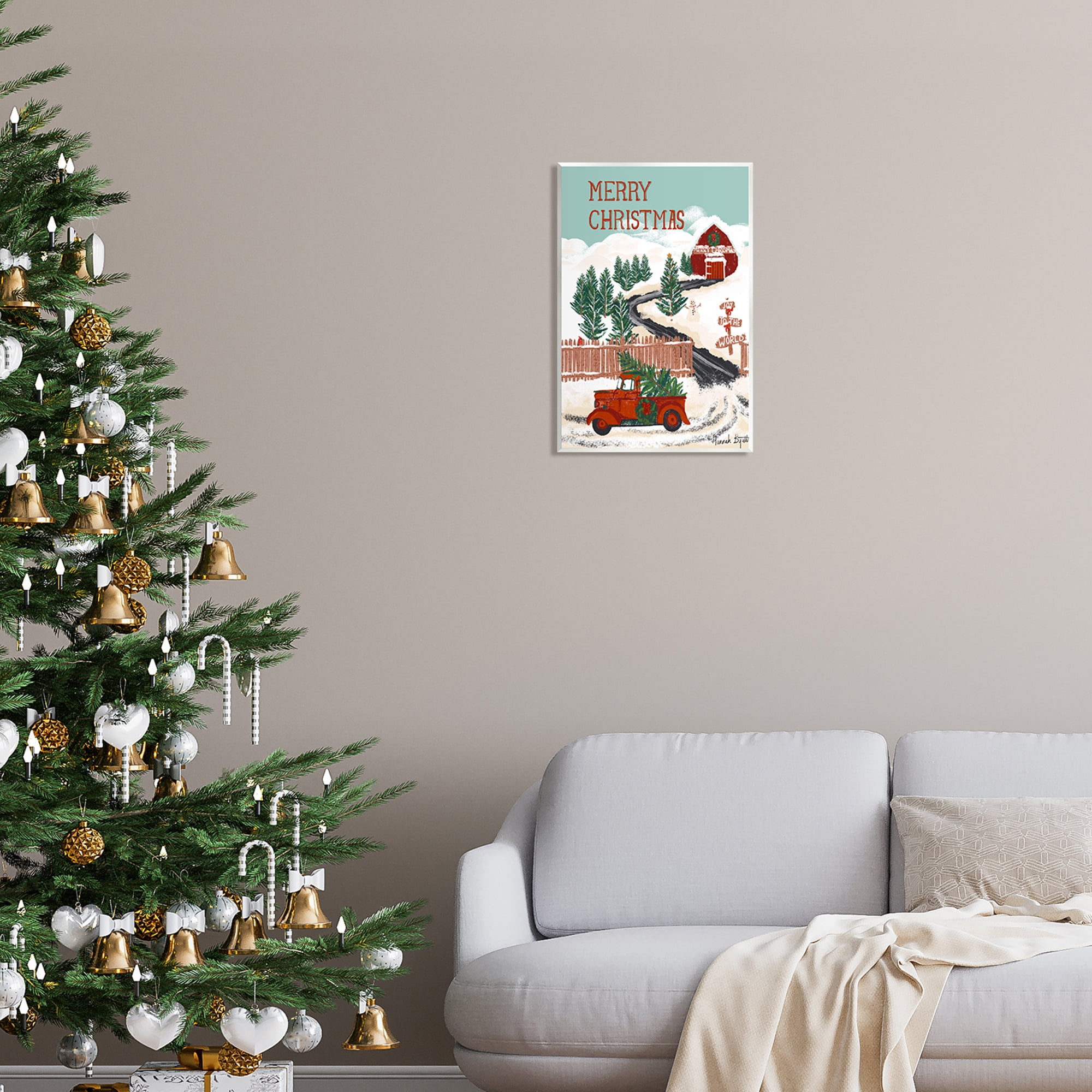 Stupell Industries Rural Christmas Scenery Holiday Painting Unframed Art Print Wall Art, 13 x 19