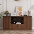 thumbnail image 5 of 63 in Farmhouse TV Stand for TVs up to 70 Inch, Modern Entertainment Center with Storage Drawer and Open Shelves, Shaker Door TV Console Media Cabinet for Living Room, Bedroom, Oak, 5 of 9