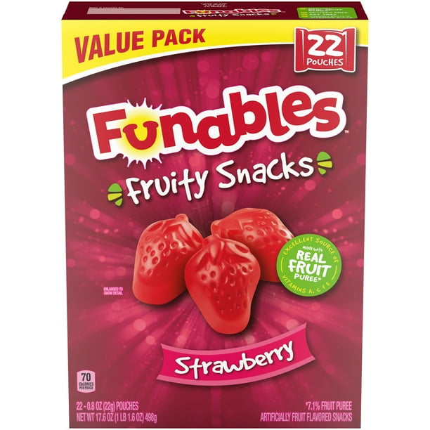Funables Fruity Snacks Strawberry Fruit Snacks, 17.6 oz, 22 Count