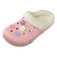 thumbnail image 6 of Winter Clogs for Women Hollow out Flower Decor Warm Furry Lined House Slippers Antislip Outdoor Slip on Walking Shoes Pink Size 7, 6 of 6
