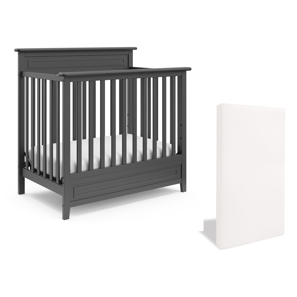 Storkcraft Petal Mini 4in1 Convertible Crib, Gray