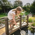 thumbnail image 4 of 68.5" Tan Carbonized Fir Wood Garden Arch Bridge with Dual Safety Rails, 440 lbs Capacity Outdoor Footbridge for Pond, Stream, or Backyard Path, Weather-Resistant Design, 4 of 7