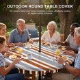 thumbnail image 3 of Round Outdoor Tablecloth with Umbrella Hole and Zipper, Orange Grey Stripes Tablecloth with Elastic Waterproof, Simple Striped Lines Minimalist Modern Patio Table Covers for 45" - 54" Pool Tables, 3 of 9