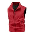 thumbnail image 3 of UVEASISHA Men Lightweight Vest Big and Tall Casual Mesh Lined Fishing Vest Full Zip Stand Collar Sleeveless Jackets with Pockets Red 4XL, 3 of 9