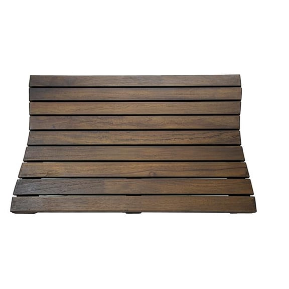 HomeRoots 383326 23 in. Dark Brown Teak Slat Non Slip Bath Mat