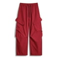 thumbnail image 4 of sususu Mens Sweatpants Tall,Men's Casual Wide Leg Paratrooper Pants Straight Fit Quick Drying Trousers for Daily Wear,Red,L, 4 of 4