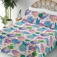 thumbnail image 3 of Ambesonne Pineapple Fitted & Flat Sheet with Sham 3 Pcs Set, Summer Memphis Fruit Art, Twin XL, Pale Pink Dark Indigo, 3 of 5